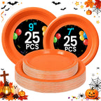 Orange Paper Plates - Disposable Plates for Party, 25-9" & 25-7"