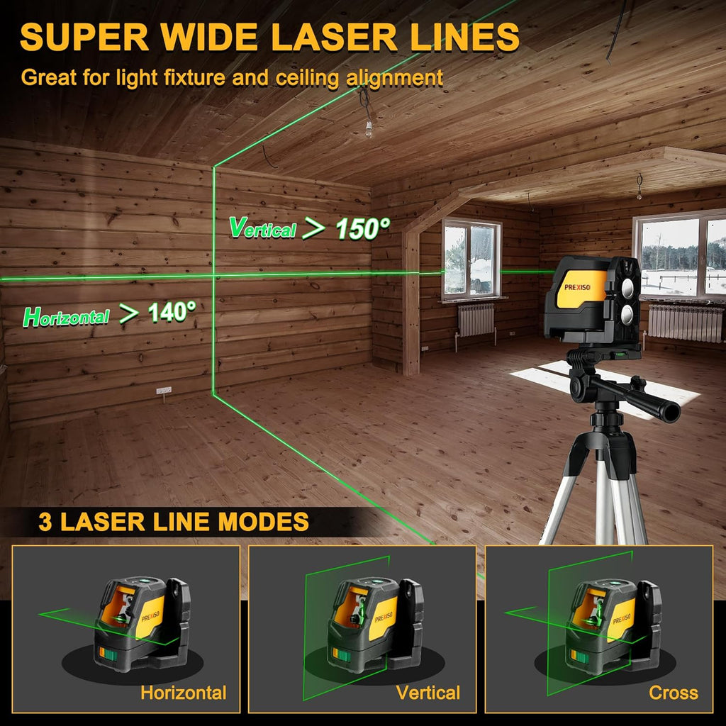 Laser Level with Tripod, IP54 Professional 150 Wide Angle - 100Ft Cross Laser Line Tool for Construction, Ceiling