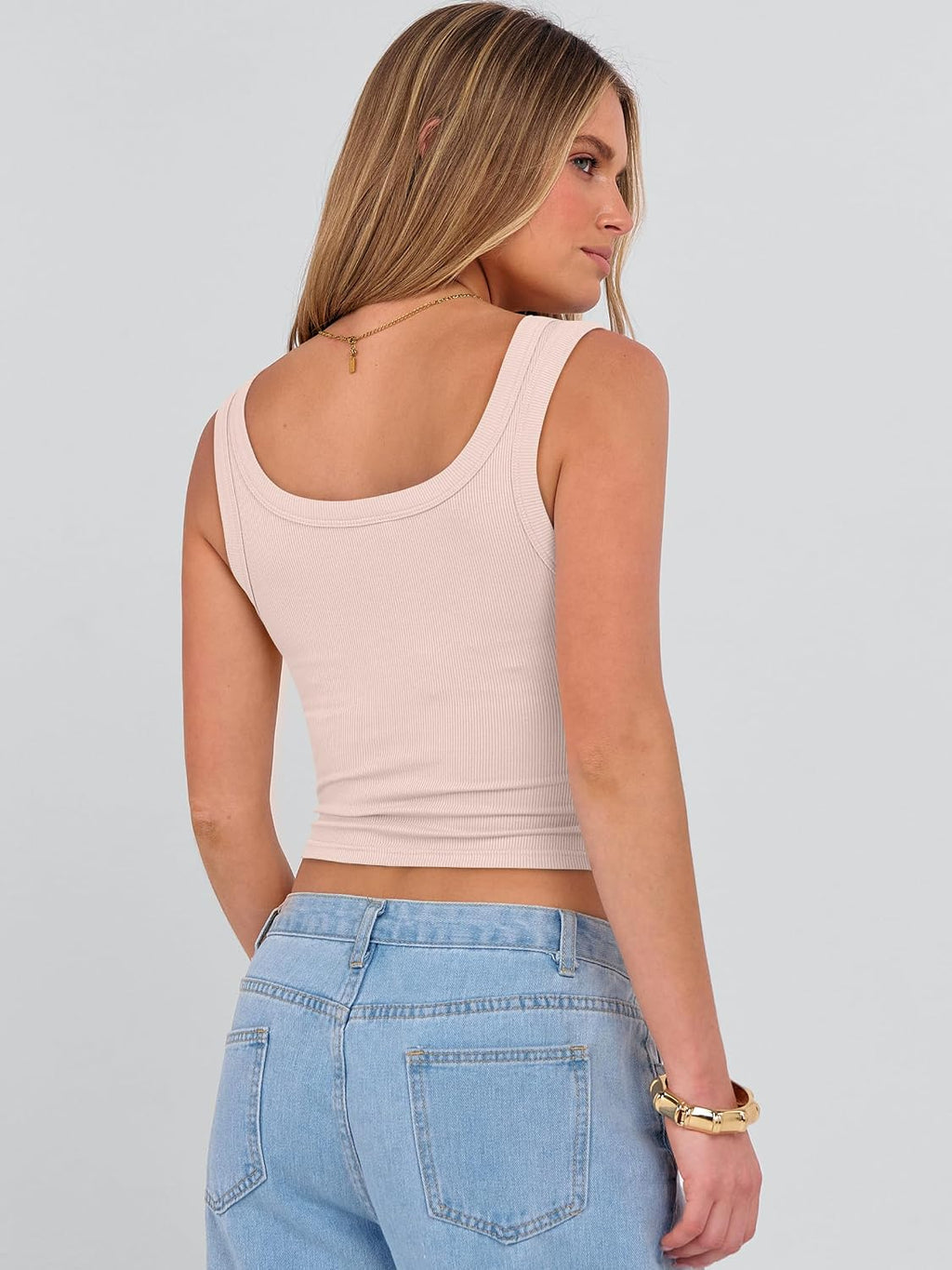 Womens Cropped Tank Tops Scoop Neck Top Ribbed Cami