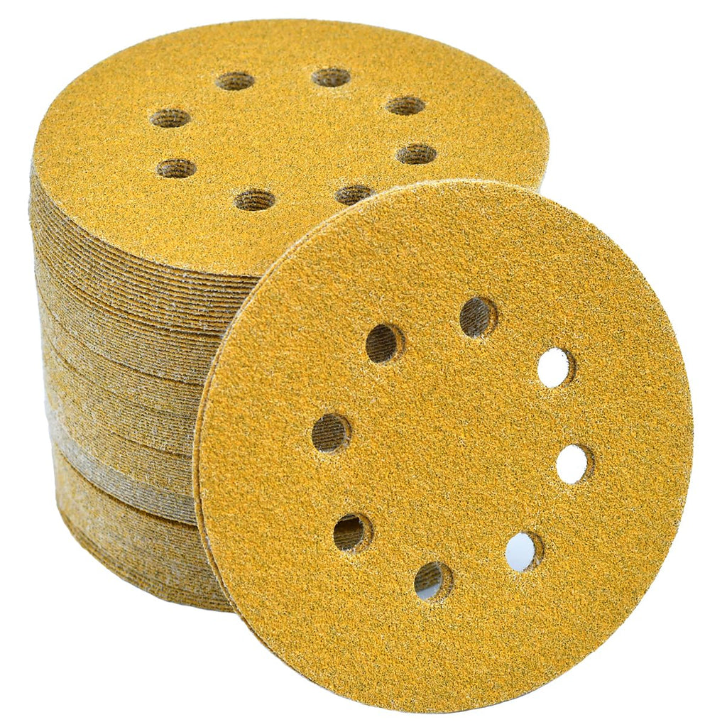 5-Inch 8-Hole Hook and Loop Sanding Discs 60-Grit, 100-Pack