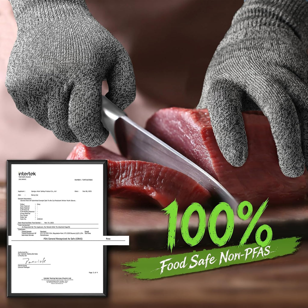 2 Pairs Core ANSI A6 Cut Resistant Gloves, Food Grade, CR1401, L