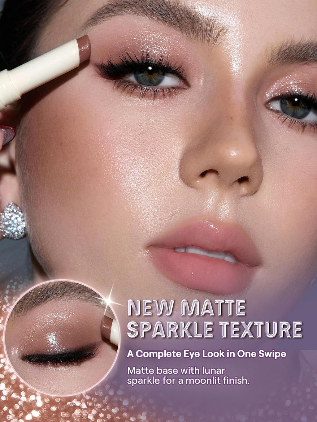 Lunar Jelly Frosty Eyeshadow Stick Shimmer Soft Cream Long-lasting Light-catching Glow Eye Makeup-05 Caramel Candy