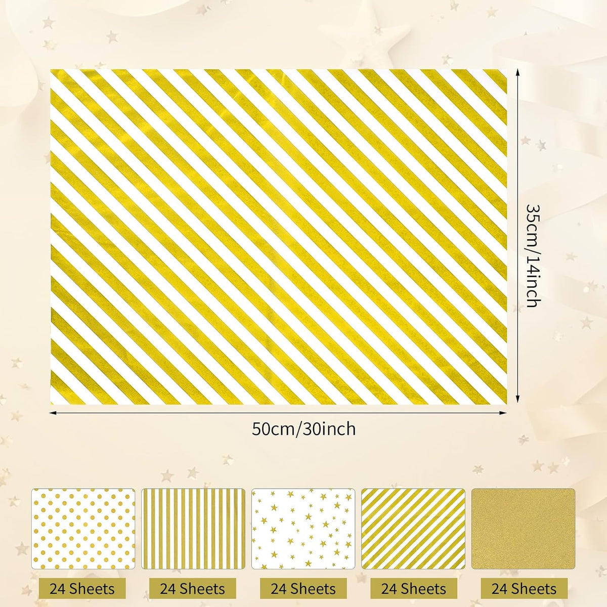 120 Sheets Gold Tissue Paper for Gift Bags 20 x 14 Inch