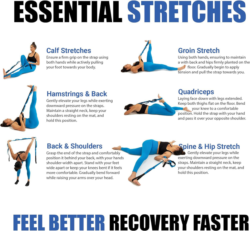 KneeSled Ultra Stretch Strap with 10 Loops, Physical Therapy Strap for Hamstring, Leg & Foot Stretching, Stretch Out