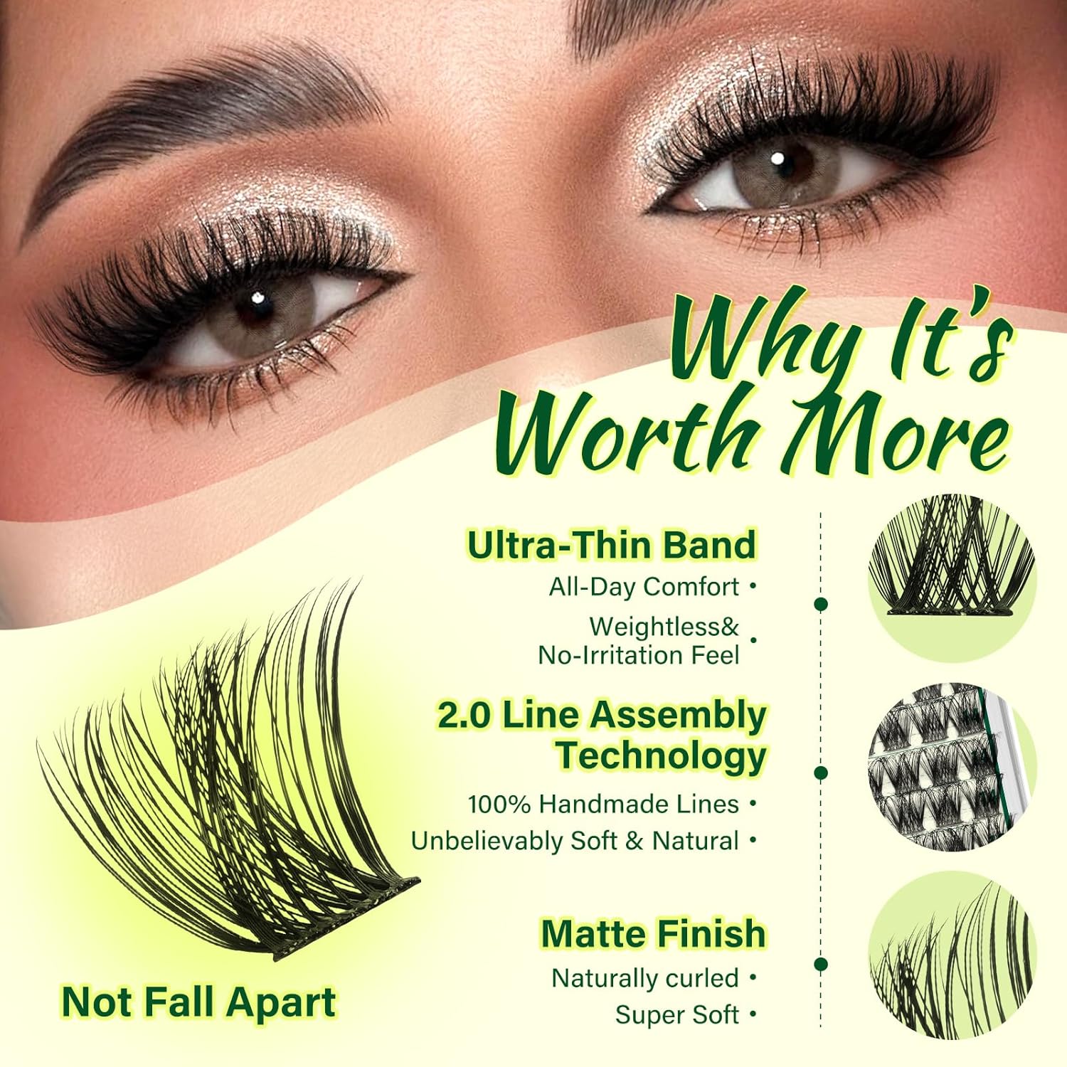 Lash Clusters Kit Natural Wispy DIY Lash Extension Kit 144pcs Lashes Clusters Eyelash Extension with Mascara Brush