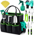 Heavy Duty Gardening Tools - Gardening Gifts for Women, Men, Mom, Dad - Durable, Ergonomic Garden Tools Set (Green)