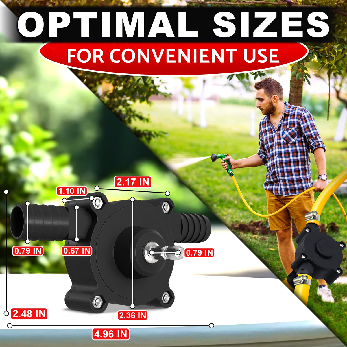 Portable Electric Drill Pump for Water, Self-Priming, for Draining