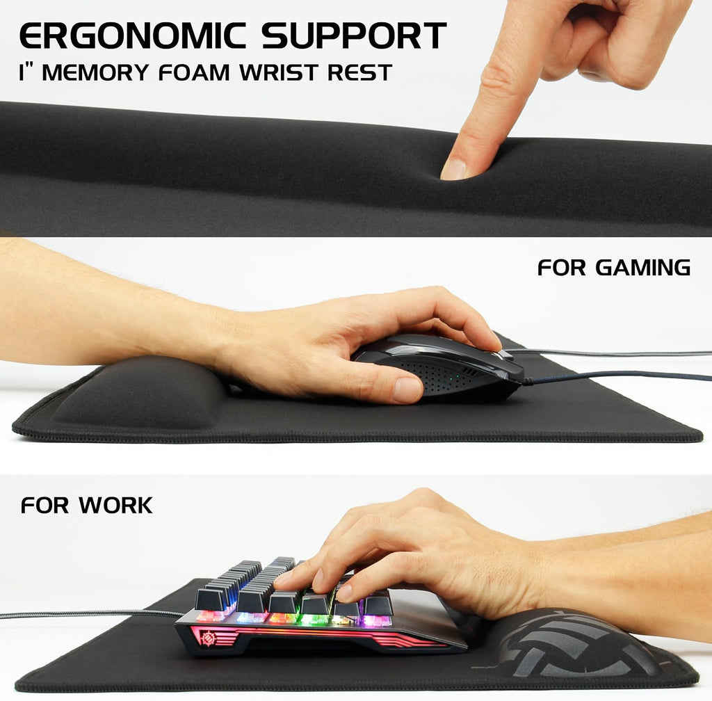 XXL Large Mouse Pad for Desk with 2XL Ergonomic Memory Foam Wrist Rest Support (31.5 x 13.78 x 1 inches) - Desk Pad