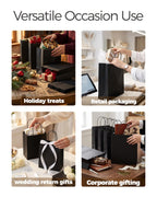 25-Pack Medium Black Gift Bags with Handles for Retail, Halloween
