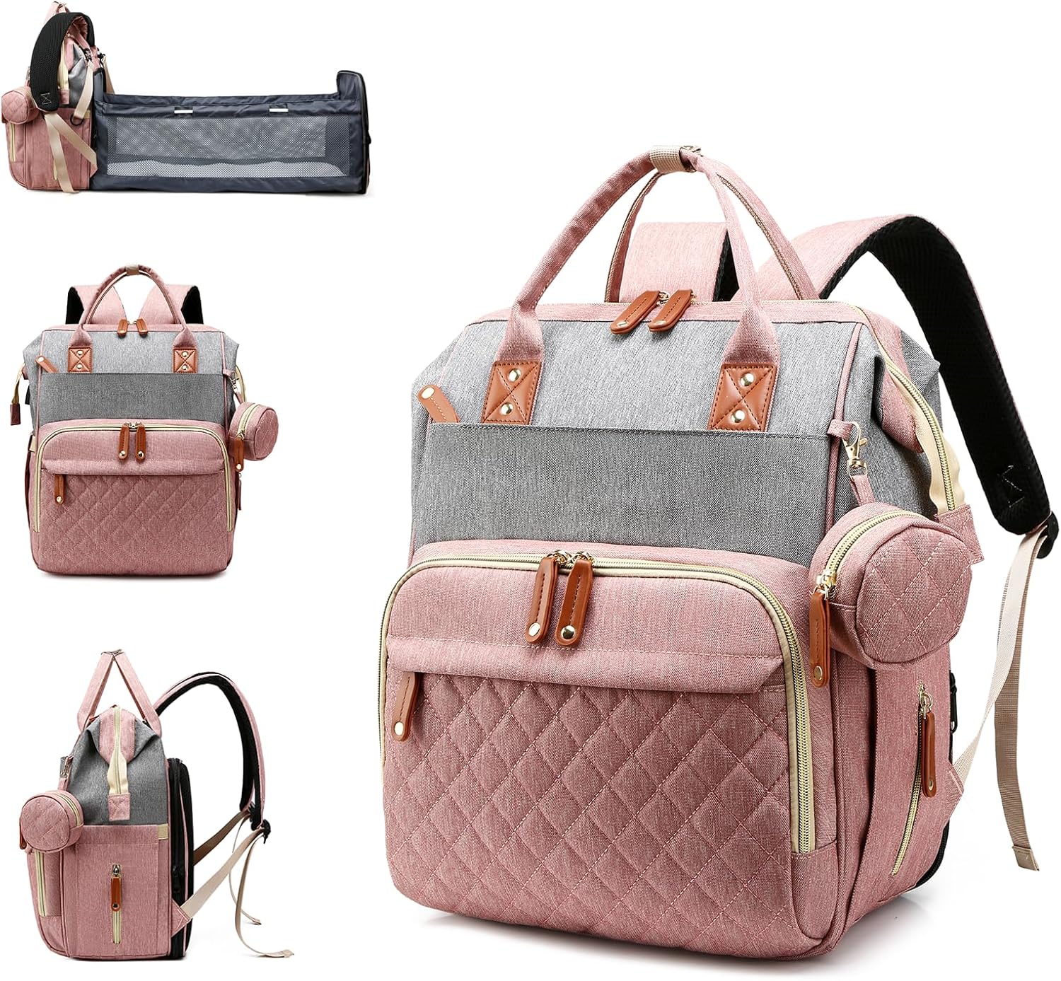Diaper Bag Backpack with Changing Station, Waterproof Large Capacity, Baby Bag for Mom & Dad, 18 Pockets+USB Port