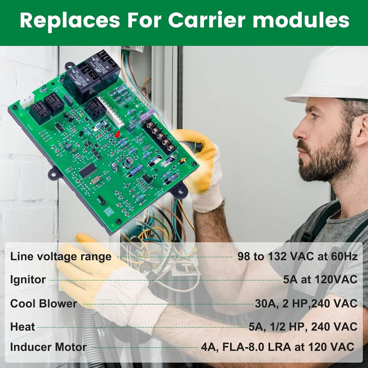 Updated ICM282A Furnace Control Board Fits Carrier HK42FZ013, HK42FZ004, HK42FZ007, HK42FZ008, HK42FZ009, HK42FZ011, HK42FZ016, HK42FZ034, 325878-751, CEPL1311012-01Series Control Board