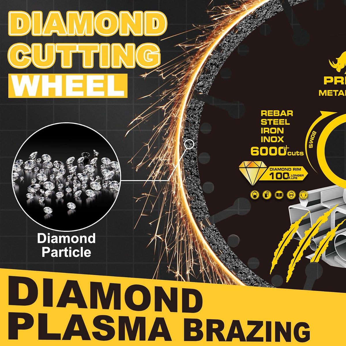 5 Inch Diamond Cut Off Wheels, Angle Grinder Cutting Disc for Metal, 3PCS