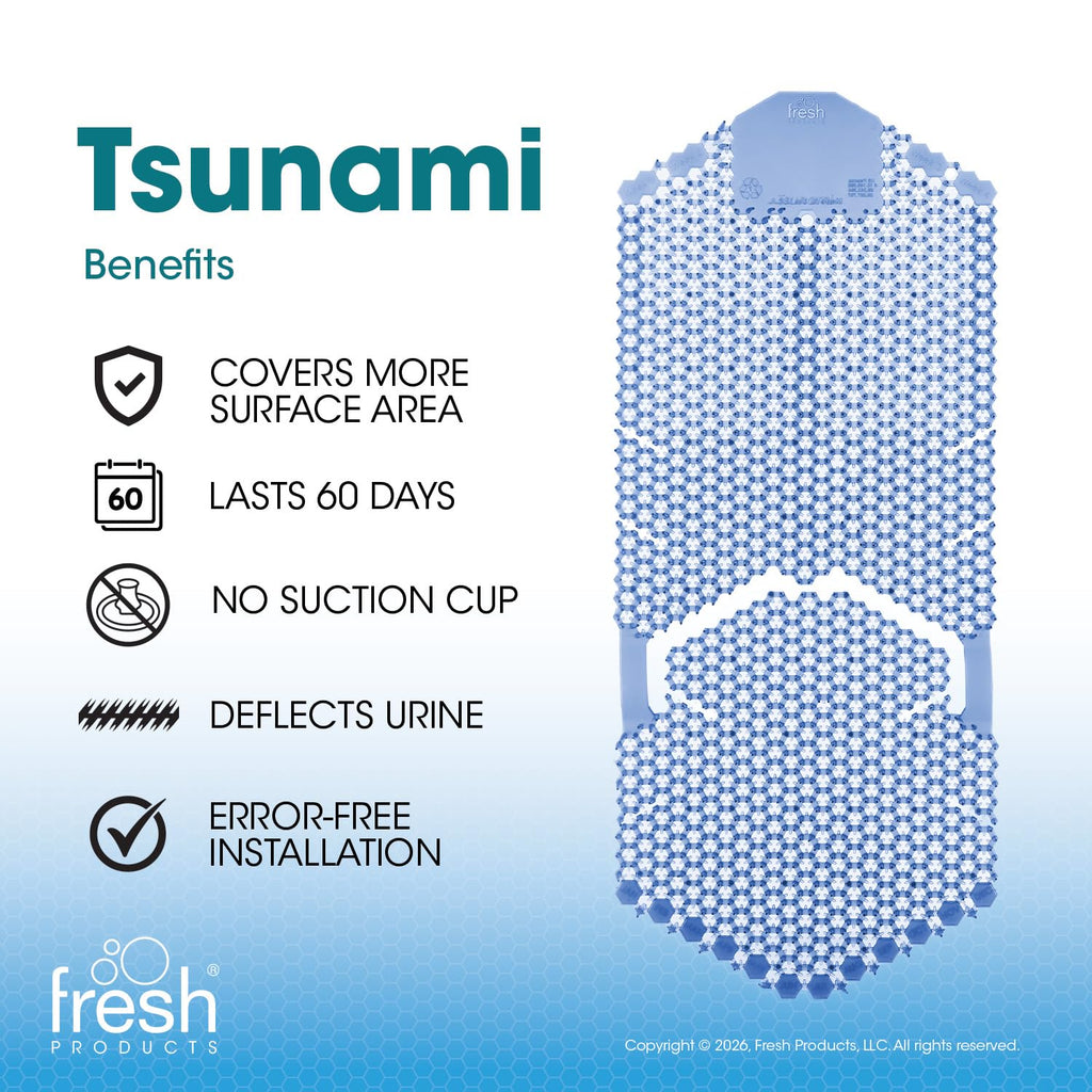 Tsunami 60 Day Vertical Urinal Screen No Mounting No Suction Cups Reversable Double Sided Design Maximum Splash