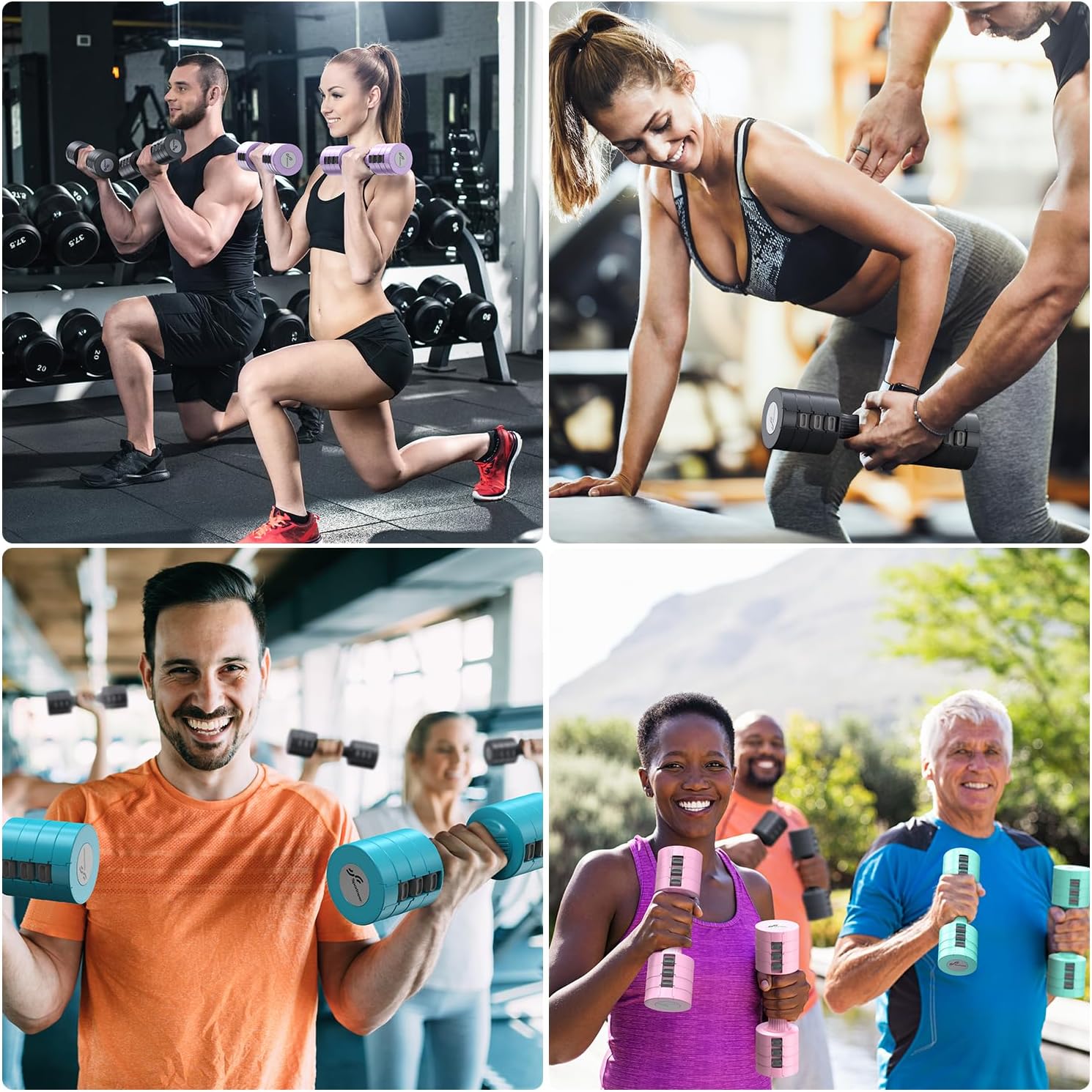 Adjustable Dumbbells Hand Weights Set: 5 lb Dumbbell Set of 2 Each 2lb 3lb 4lb 5lb Free Weights Fast Adjust Weight 4