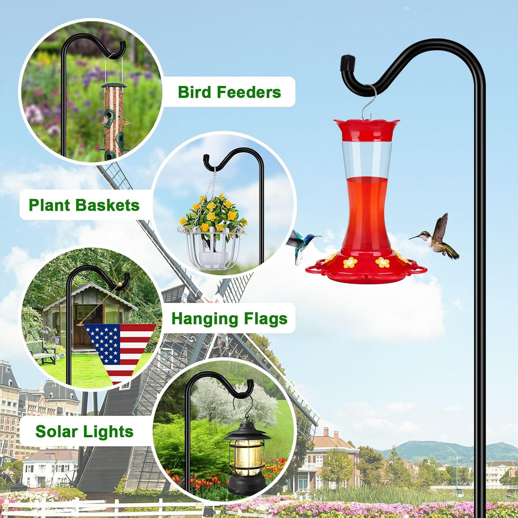 Shepards Hooks for Outdoor Bird Feeder Pole 92 Inch Adjustable Tall Heavy Duty Shepherds Hooks for Hanging Plant