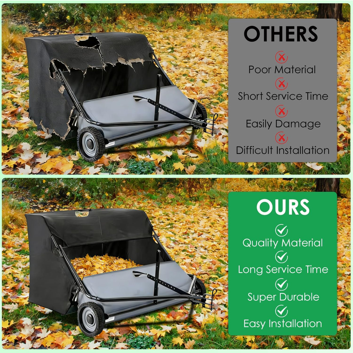 307331 Hopper Bag for Ohio Steel AllFitHD 42‘’ Tow-Behind Lawn Leaf Sweeper, 22 Cubic Feet Capacity Leaf Sweeper Bag