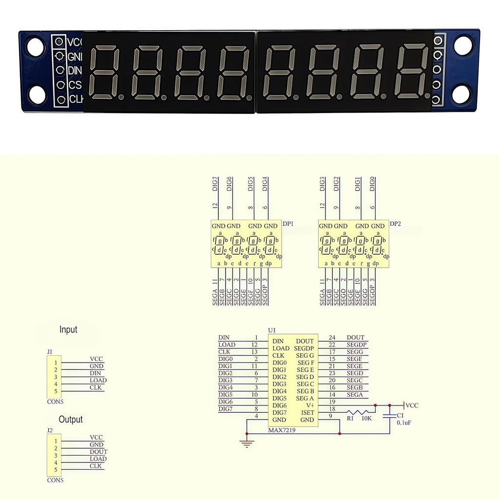 4PCS MAX7219 8-Digit 7-Segment Digital 0.36in 8 Bits Red LED Display Tube Module Compatible with Arduino 51/AVR/STM32