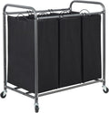 3 Section Laundry Sorter, 35.6 Gal (135 L) Laundry Hamper Cart with Heavy Duty Rolling Lockable Wheels and Removable
