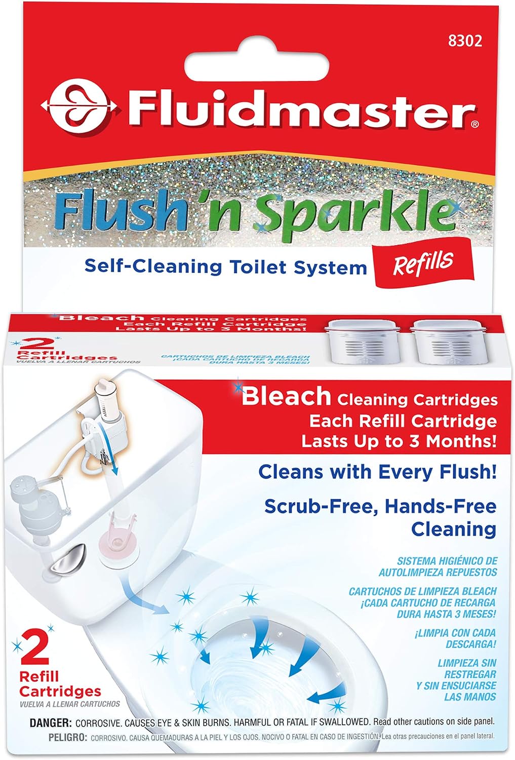Flush 'n Sparkle Bleach Toilet Cleaner Refills, 2-Pack