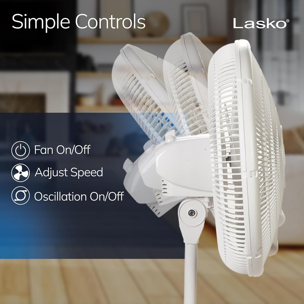 Oscillating Pedestal Fan - Adjustable to 47" - 2520 - White | Cooling Standing Fan for Bedroom, Living Room, and Home
