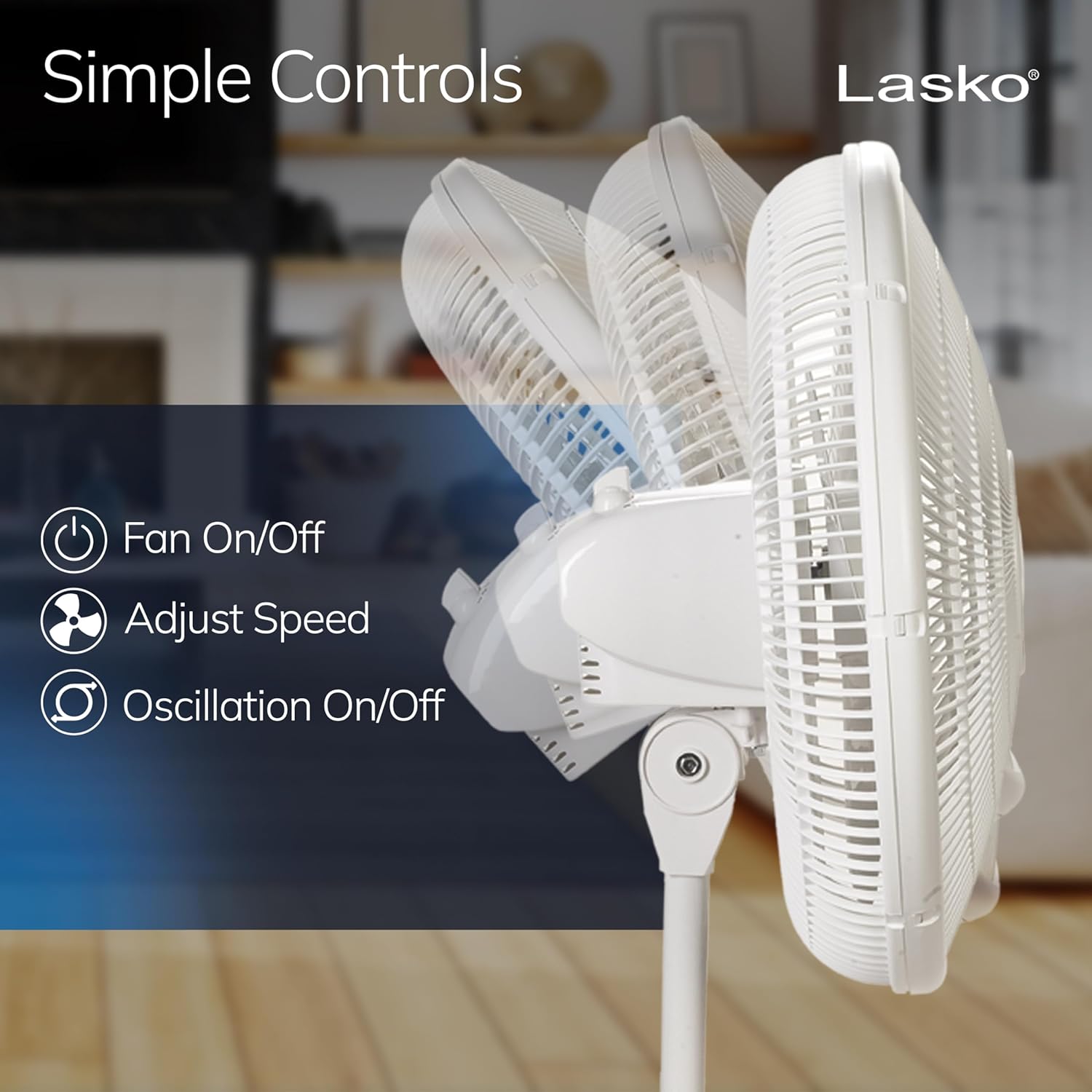 Oscillating Pedestal Fan - Adjustable to 47" - 2520 - White | Cooling Standing Fan for Bedroom, Living Room, and Home