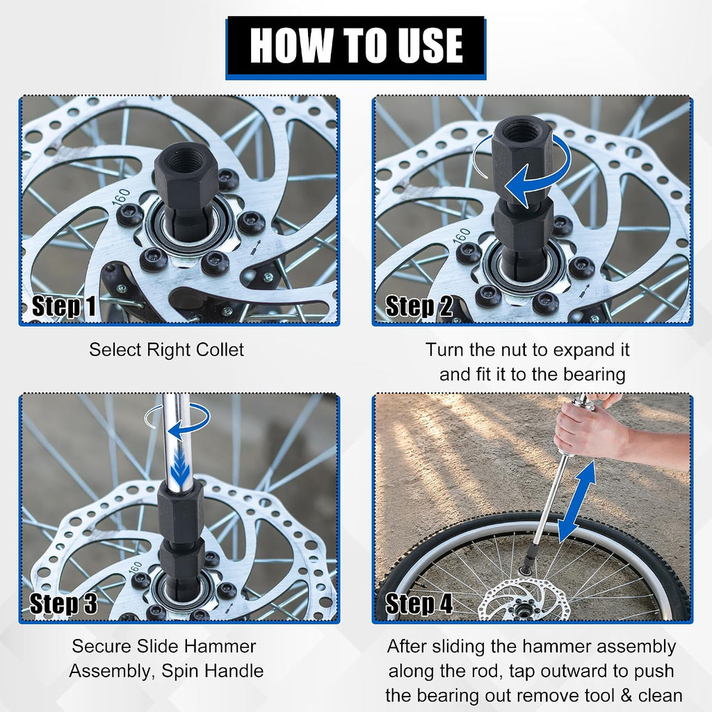 12PCS Blind Hole Bearing Puller Set, Internal Bearing Extractor Puller with Slide Hammer Pilot Bearings Removal Tool