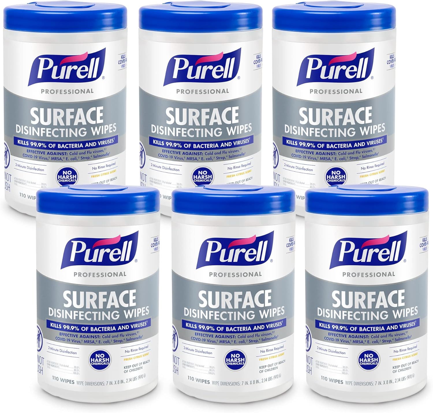 Professional Surface Disinfecting Wipes Canister 6 x 110ct - 9342-06