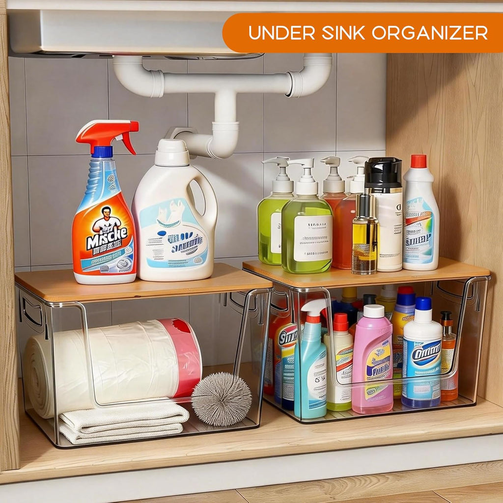 Pantry Organizers Storage, 2 Pack Large Clear Storage Bins for Onion, Potato, Garlic, Canned Food, Organizer Bins for