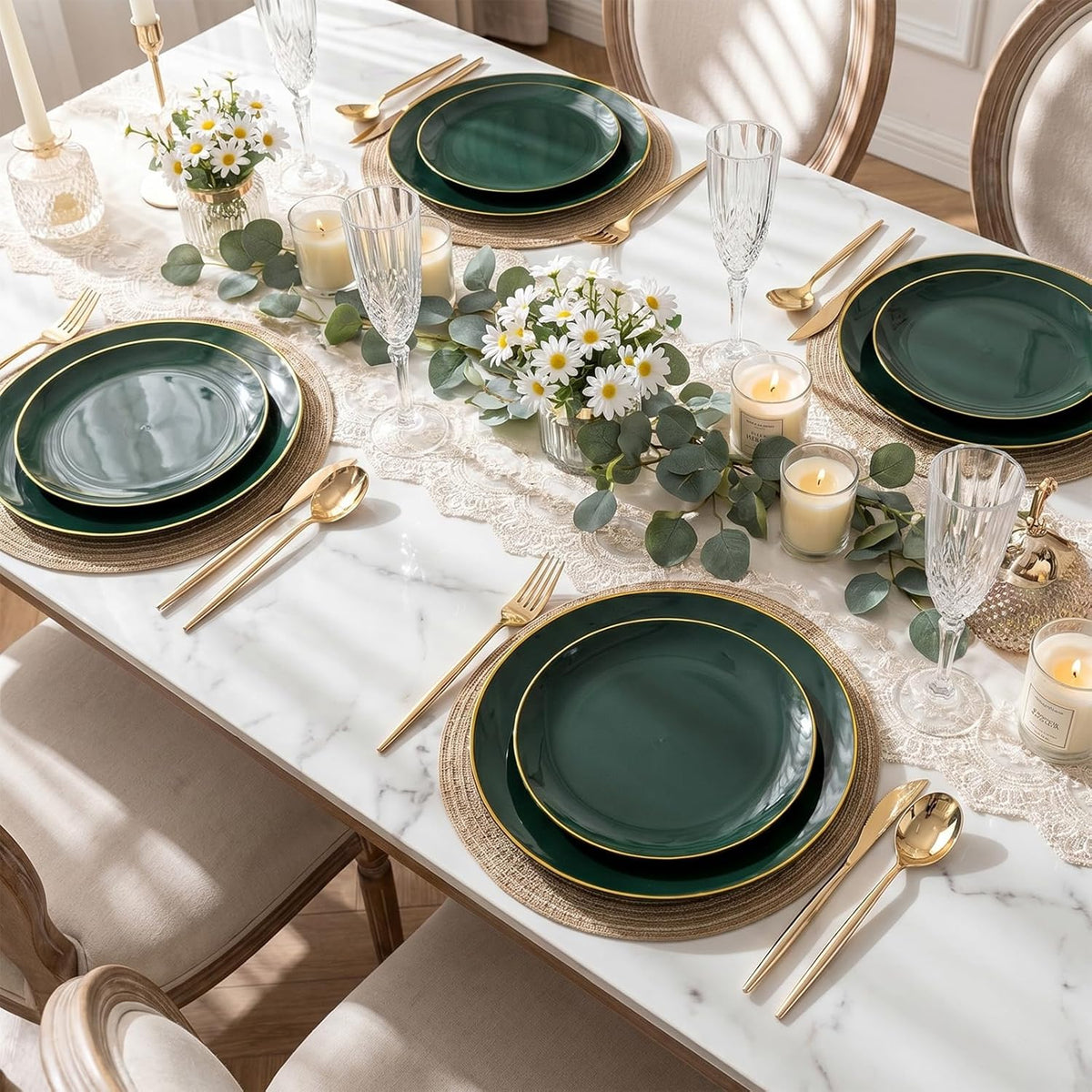 150Pcs Green Plastic Plates,Premium Disposable Plates for Wedding