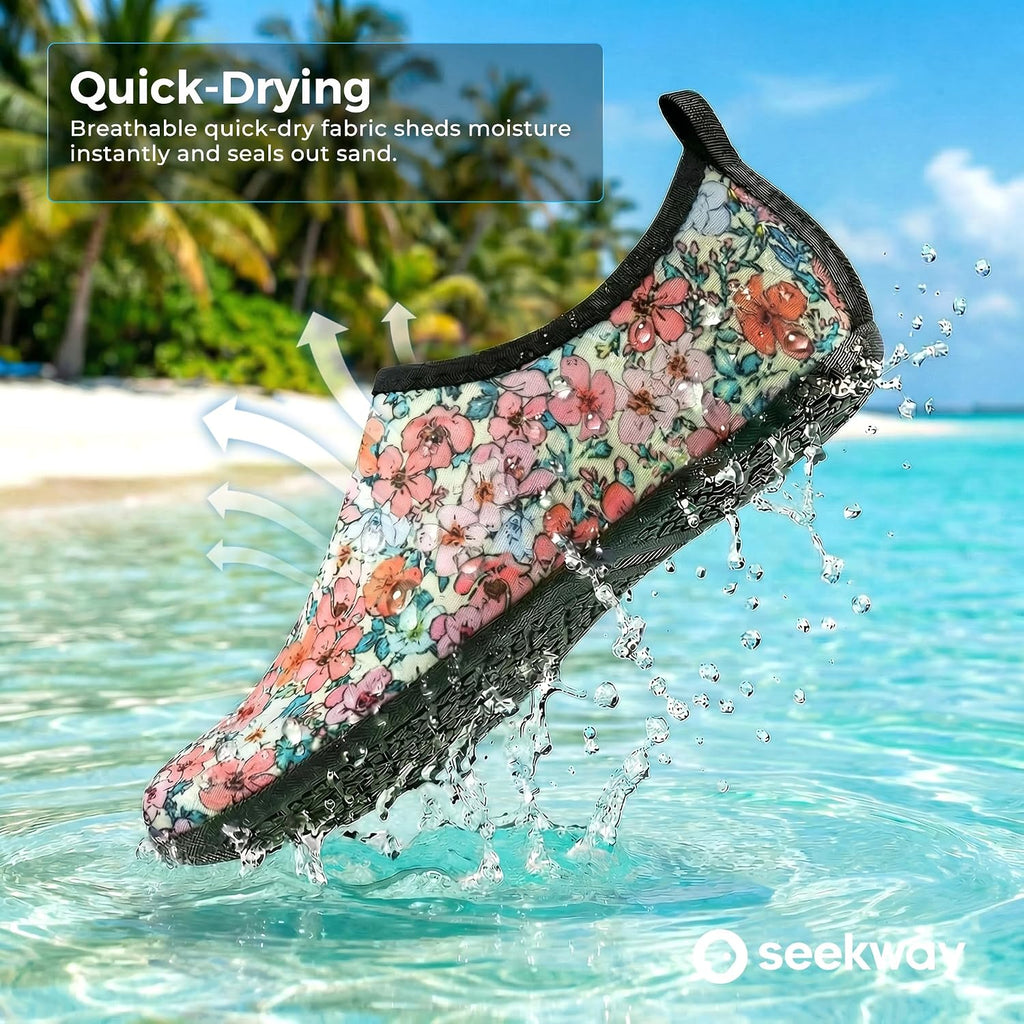 Water Shoes Women Men Adult Quick-Dry Aqua Socks Barefoot Non Slip for Beach Swim River Pool Lake surf Black SK002(U)