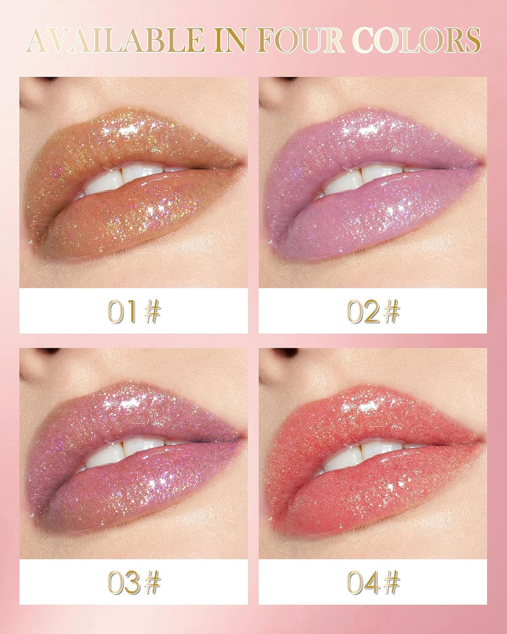 Glitter Holographic Lip Gloss, Shimmer Moisturizing Liquid Lip Tint Stain