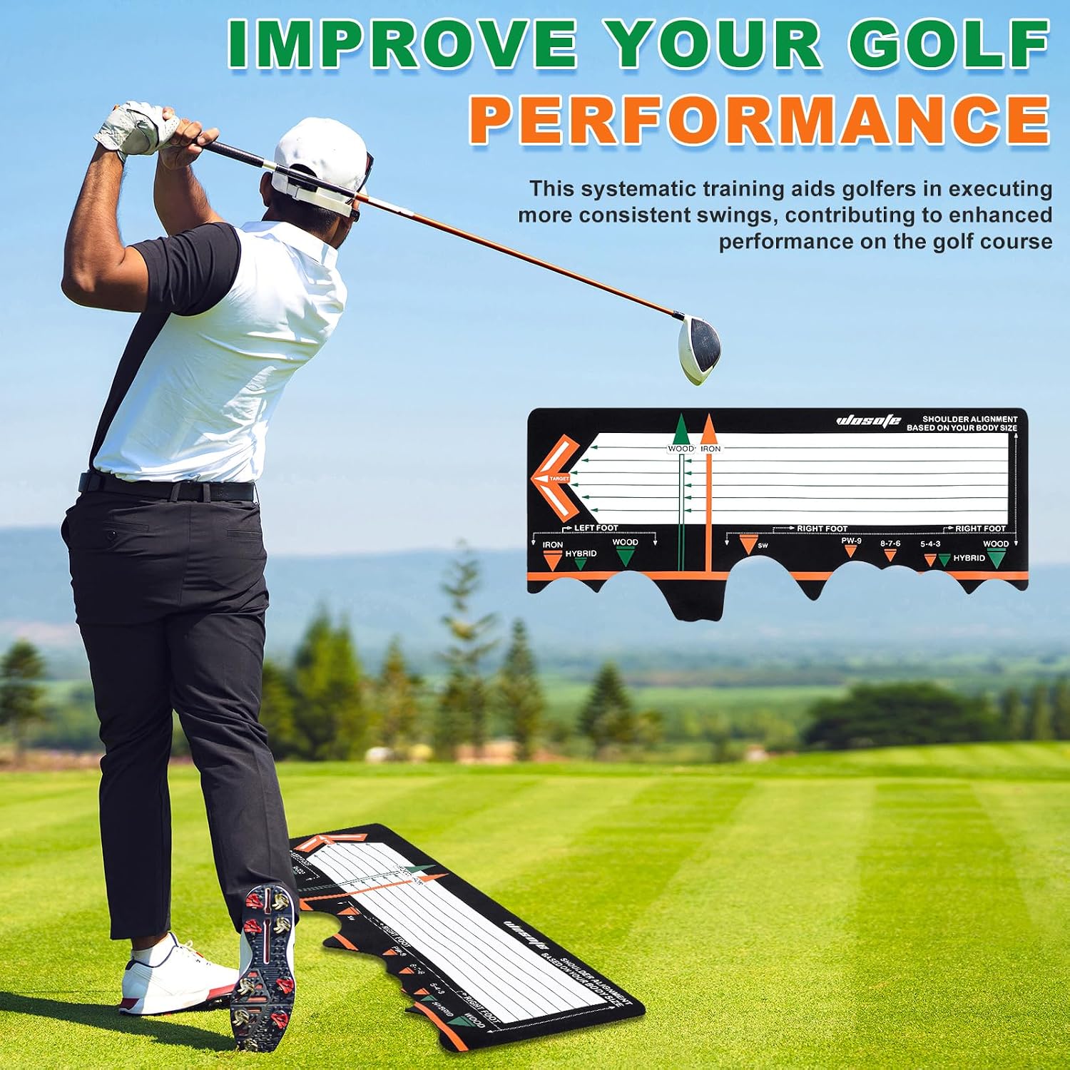 Golf Training Mat Practice Swing Mat Practice Equipment for Beginner Posture Assistance Entry Level Golf Stance