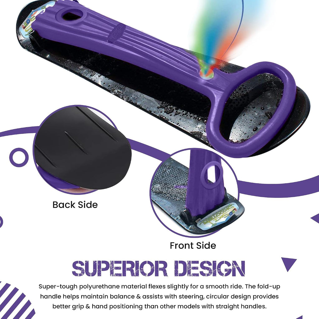 Winter Fun Ski Skate, Foldable Snow Scooter, Ski Skooter, Snow Sled, and Kids Snowboard with LED Light –