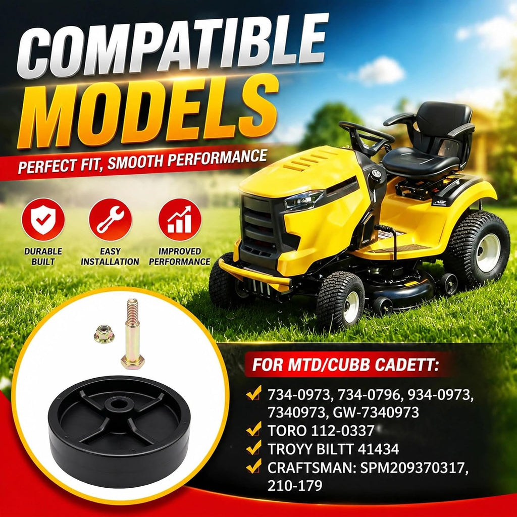 2 Pack 734-0973 Deck Wheels Kit for Cub Cadet MTD Craftsman Toro Troy Bilt Replace 112-0337 734-0796 934-0973, Fit for 32" 38" 42" 44" 46" 48" Riding Lawn Mower Deck