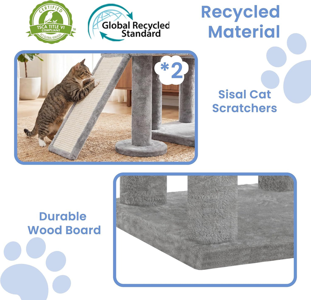 Cat Tree, 83.5" Heavy Duty Cat Tower for Large Cats Adult with Stable Structure, Tall Cat Furniture with 2 Perches, 2