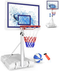 Pool Basketball Hoop with 32'' Shatterproof Backboard & 50L Base | 3-4FT Height Adjustable, Basketball Gaol for