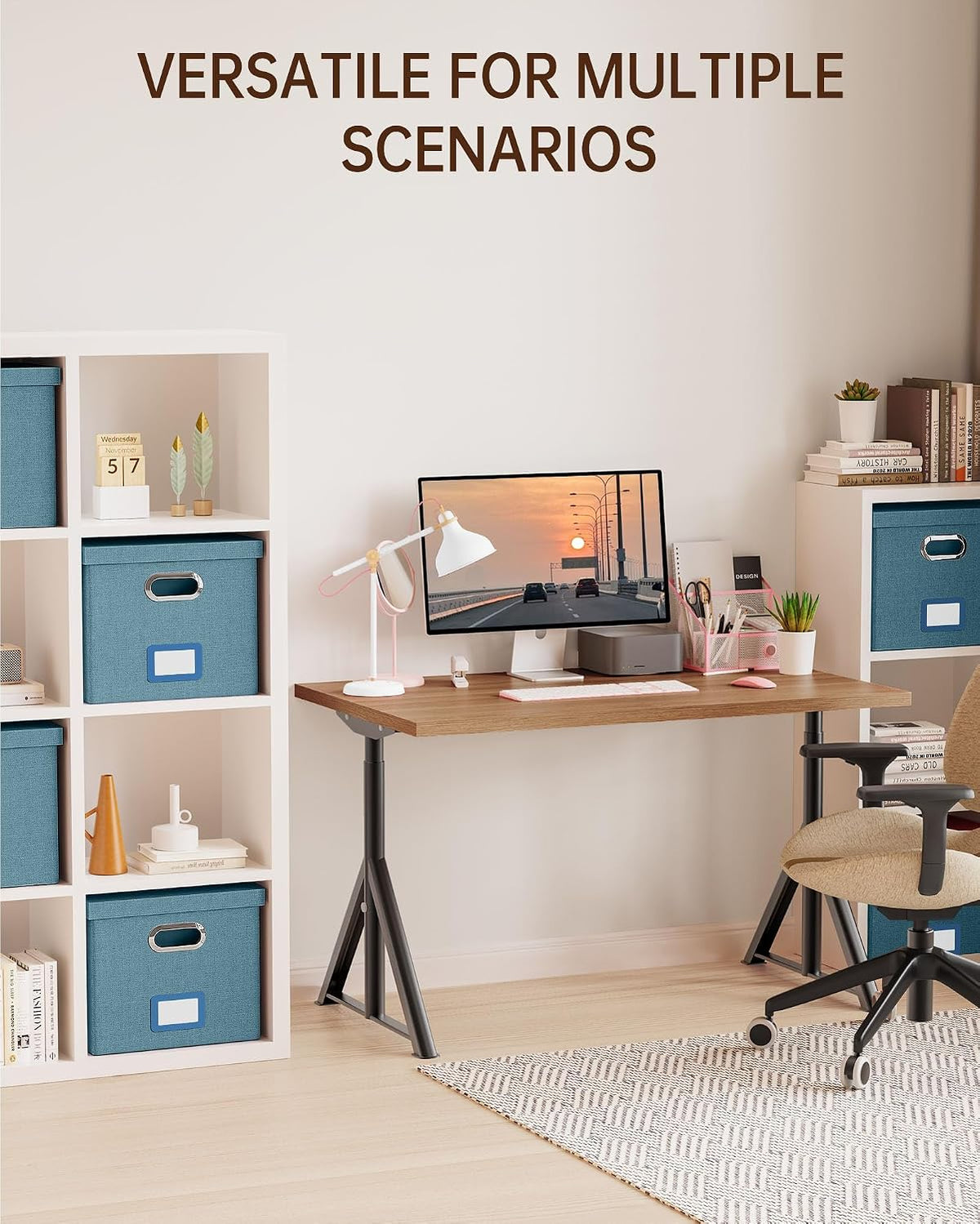 File Organizer with Lid, File Box, File Cabinet for Letter File Folder Storage, Hanging File Organizer for