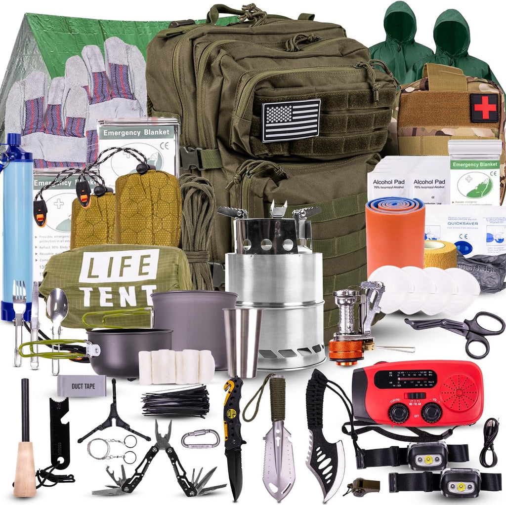 Bug Out Bag Backpack Survival Kit, Prepper Emergency Survival Gear | 45L Army Backpack, 72 Hour Survival Kits