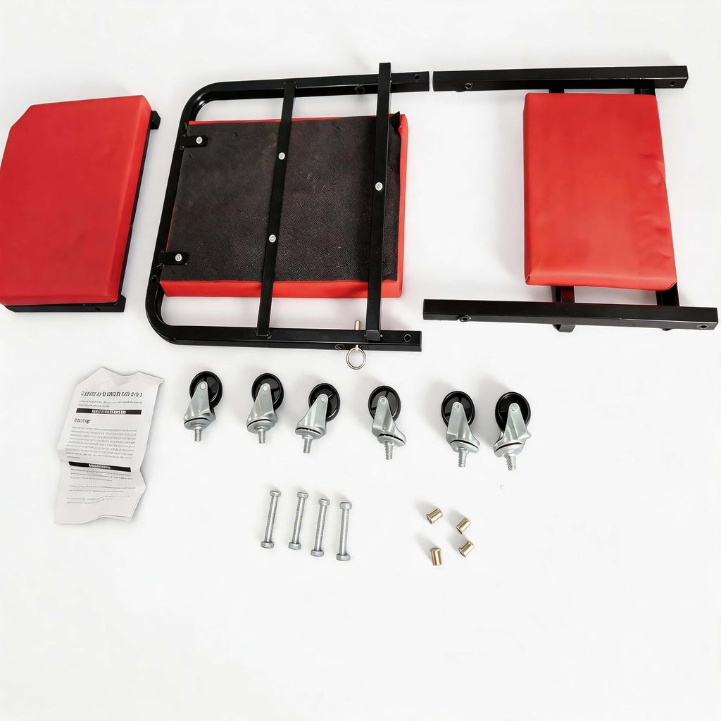 2-in-1 Foldable Mechanic Creeper with PU Cushion and 6 Wheels