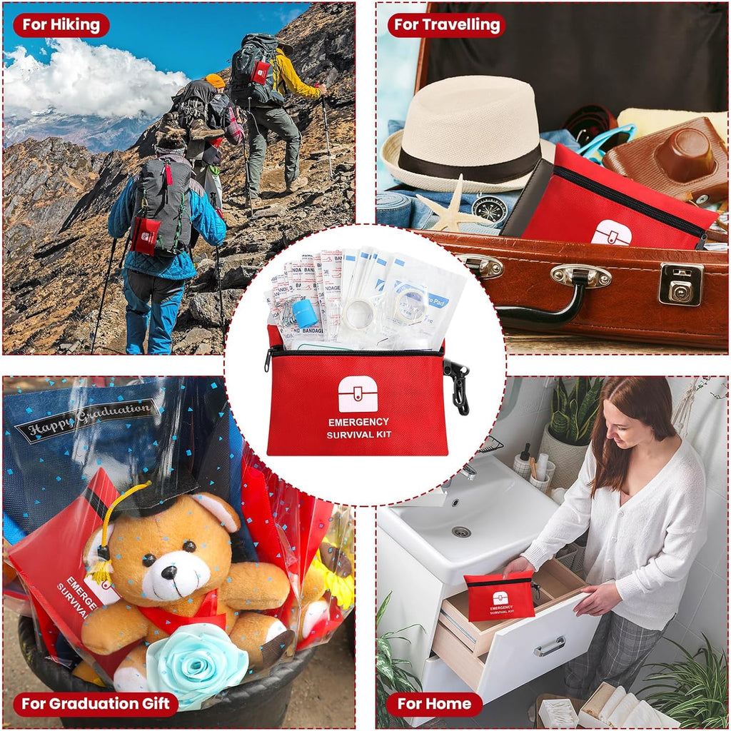 20 Bags Small First Aid Kits Bulk Mini Travel Size Emergency Individual Zipper Pouch Self Care Package Supplies for