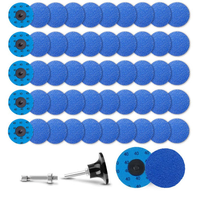 50Pcs 3 inch R-Type Quick Change Zirconia Surface Conditioning Sanding Discs Set 40 Grit with Adapter & Backing Pad