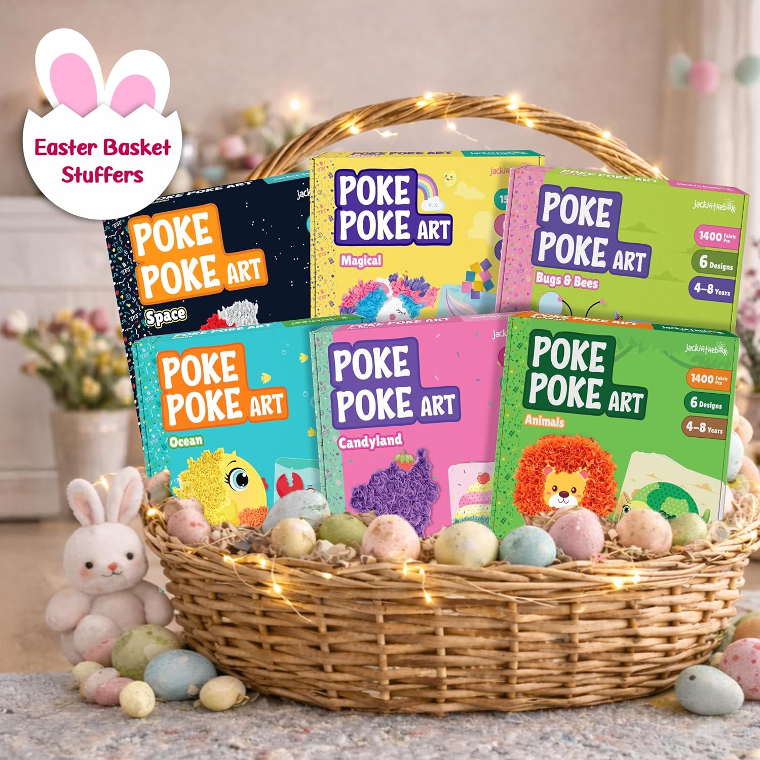 Poke Art Magical Flower Pressing Craft Kit for Girls, Ages 4-8 | 1500 fabric pieces, 6 thick boards, arts and crafts