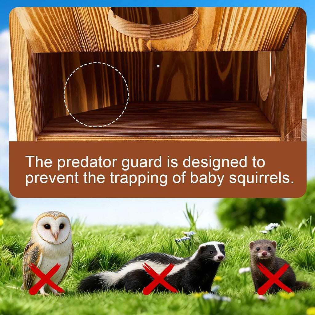 2in1 Squirrel House Wooden Feeder Multi Platform,1 Floor, 2 Exit