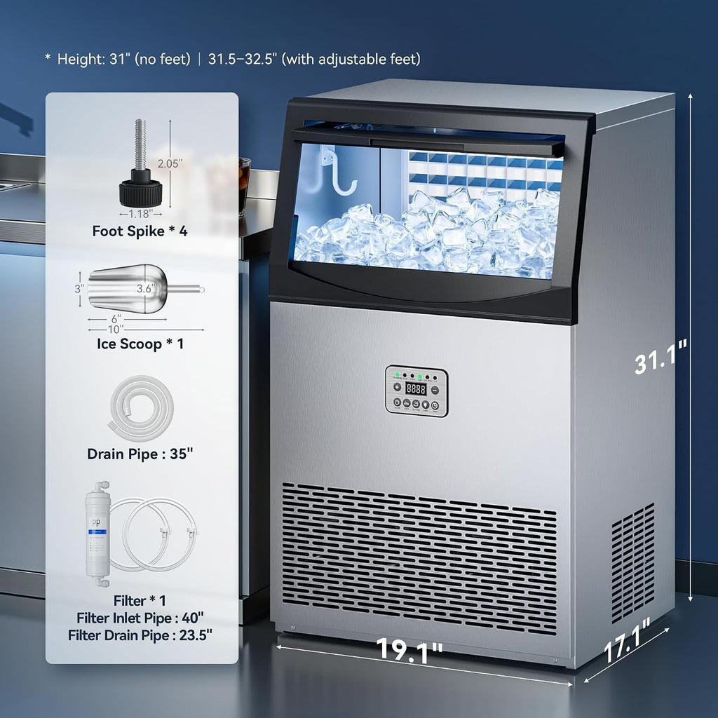 Commercial Ice Maker, 200LBS/24H Ice Maker for Home, Rest, Bar