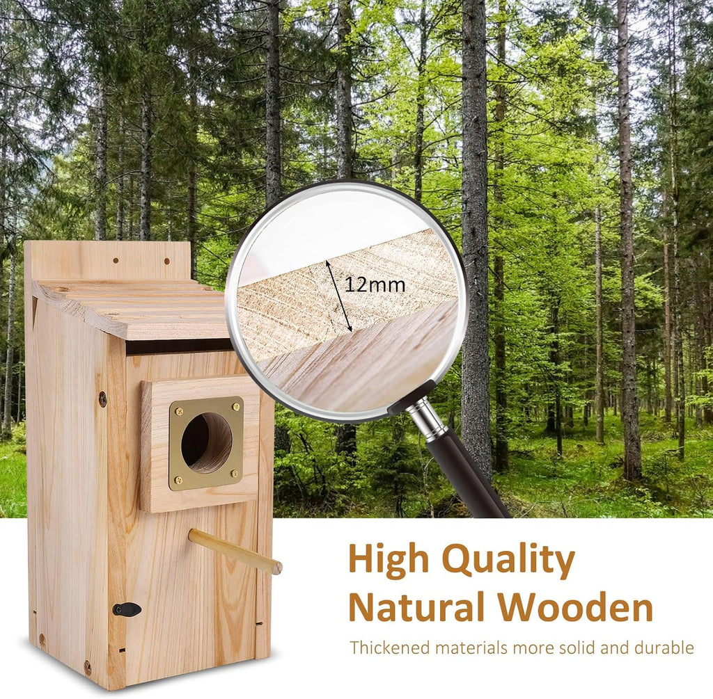 Bird Houses for Outside, Thicken Wooden Bird House with Copper Guard