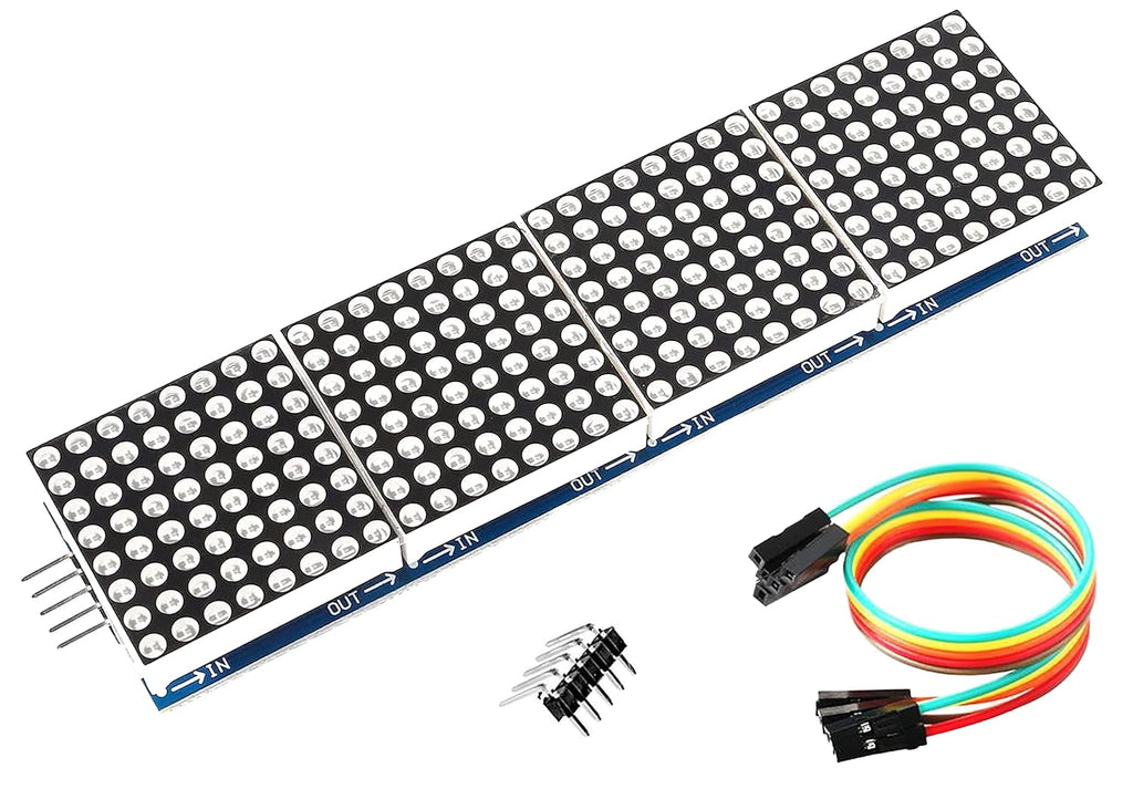 Dot Matrix FC16 4-in-1 Display Module with MAX7219 Chip, 32x8 LED Matrix, Compatible with Arduino, ESP32, ESP8266, Raspberry Pi, 4 Pieces