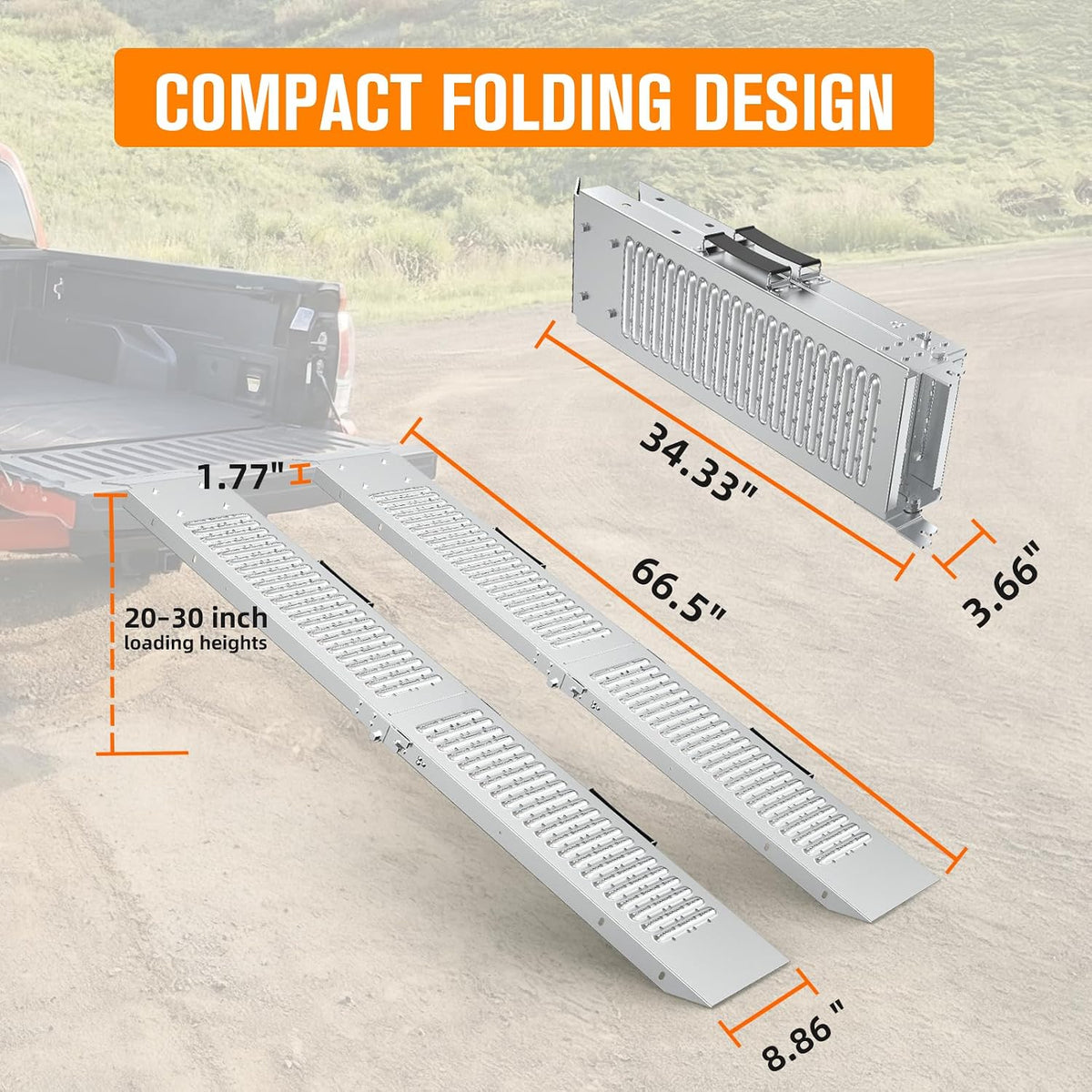 Loading Ramps 2Pcs for Pickup Trucks, Lawn Mover, Motorcycle, 67" ATV Ramps