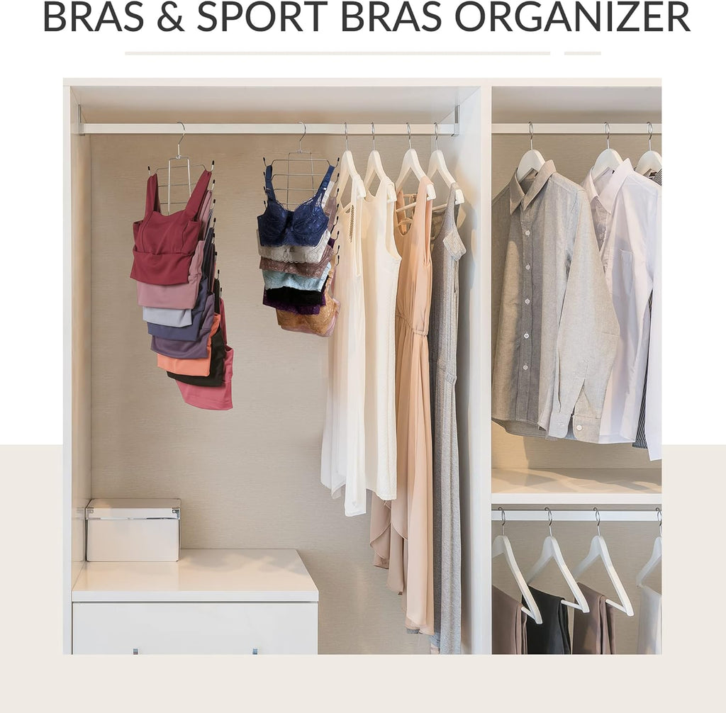2 Pack Tank Top Hanger Space Saving, Bra Hangers for Closet Organizer, Hanging Bra Organizer Tank Tops Holder with 16
