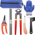 8 inch Farrier Tool Kits （7 Piece） Mini Rasp Hoof File Goat Pig Equine Metal Shears Professional Farriers Hoof Nipper