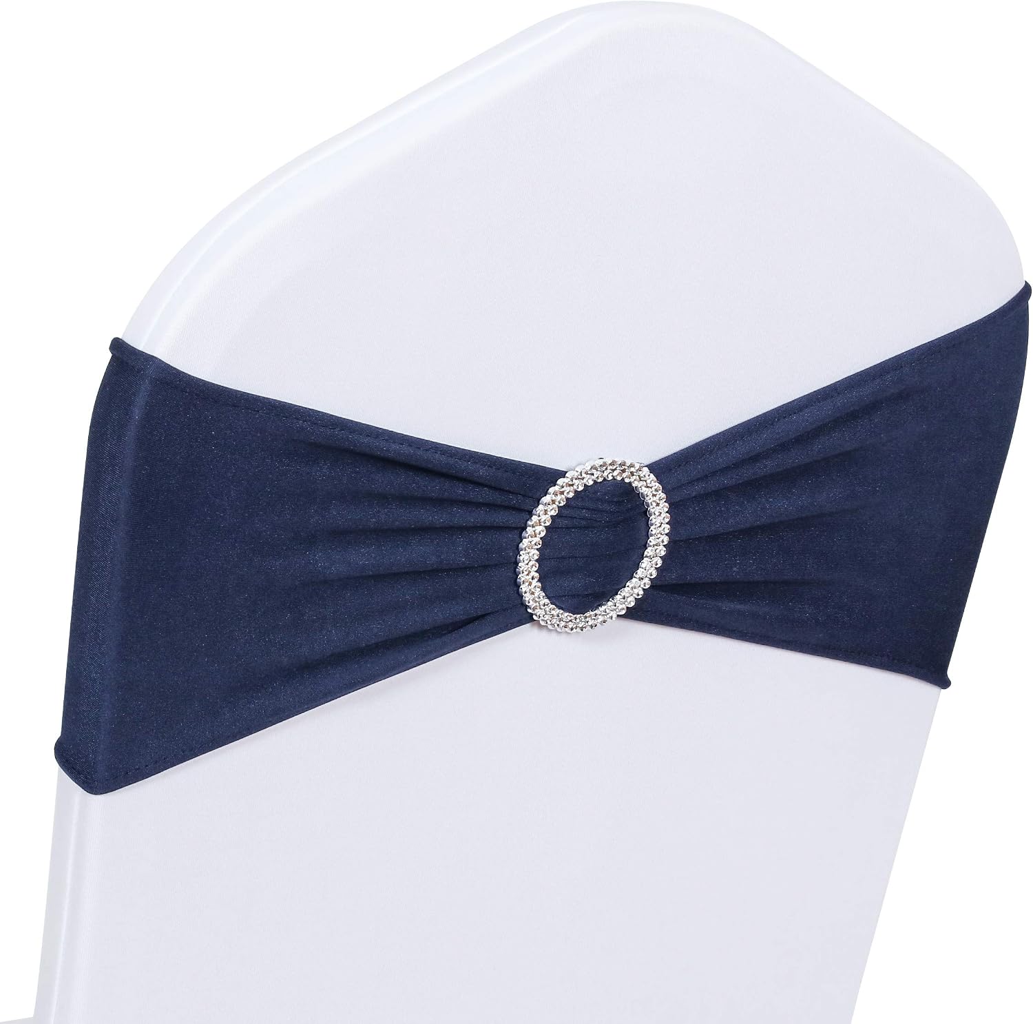 50 PCS Spandex Stretch Chair Sashes Bows for Wedding Reception- Universal Elastic Chair Cover Bands with Buckle